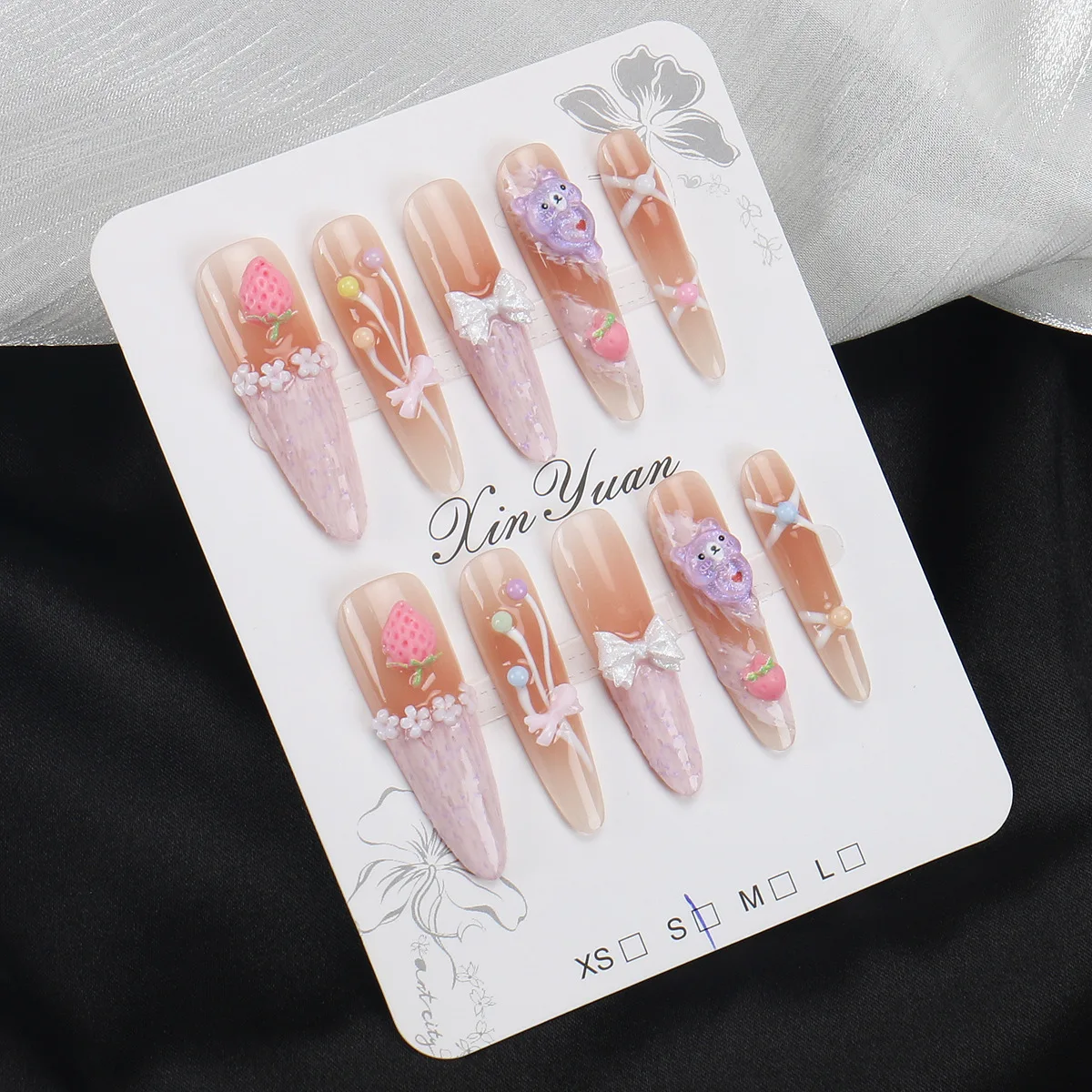 

Cute pink durable fake nails nail decorations suitable for sweet girls, long-lasting nails