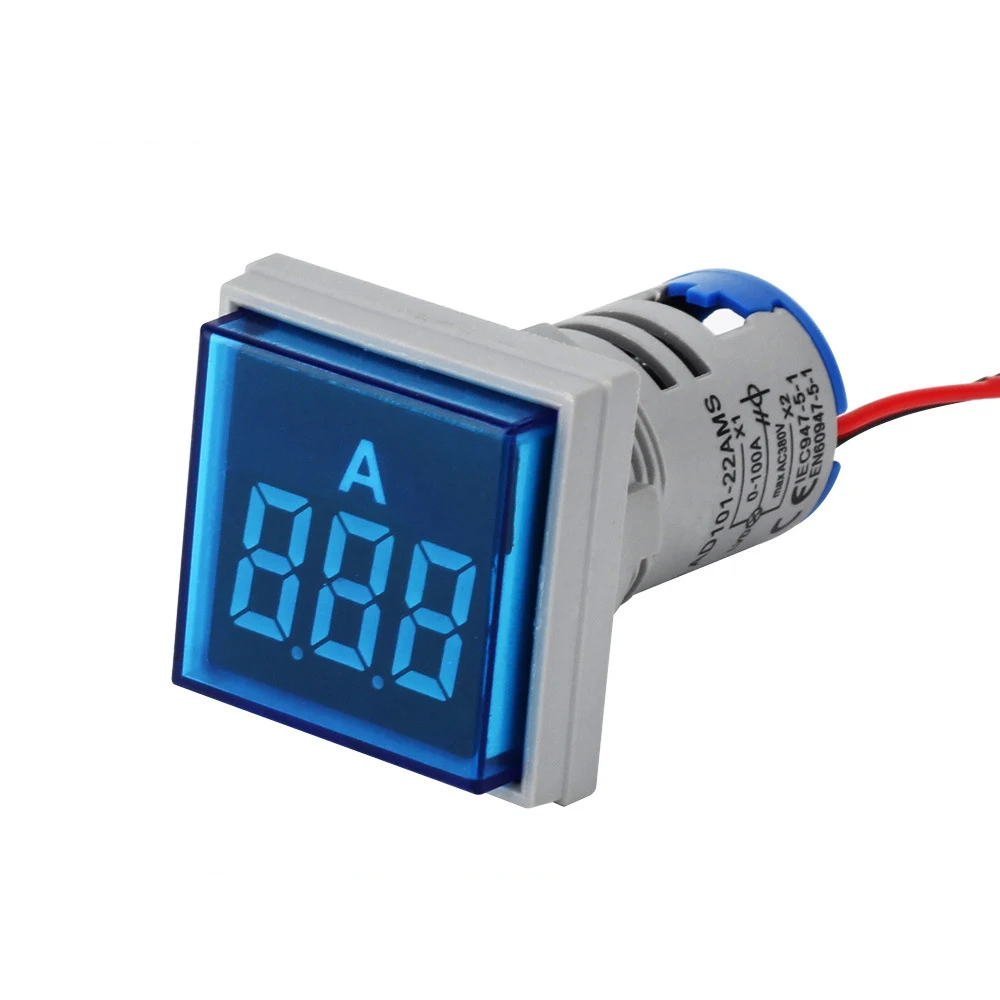 ABILKEEN 31.3*31.3mm Square Flat Head Industrial Ammeter 0-100A Measuring Range Digital Display Ammeter with Transformer