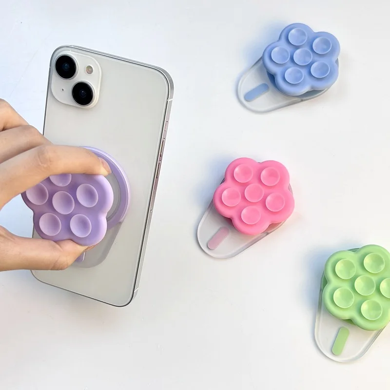 Flower Suction Cup Magnetic CellPhone Grip Stand P-Socket Pop Grip Tok For iphone 15 14 13 12 Series Foldable Cell Phone Holder