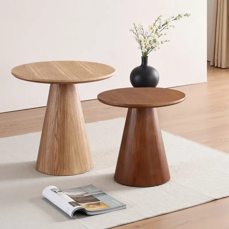 Modern Coffee Table Solid Wood Small Round Simple Casual Side Coffee Cafe Reception Tea