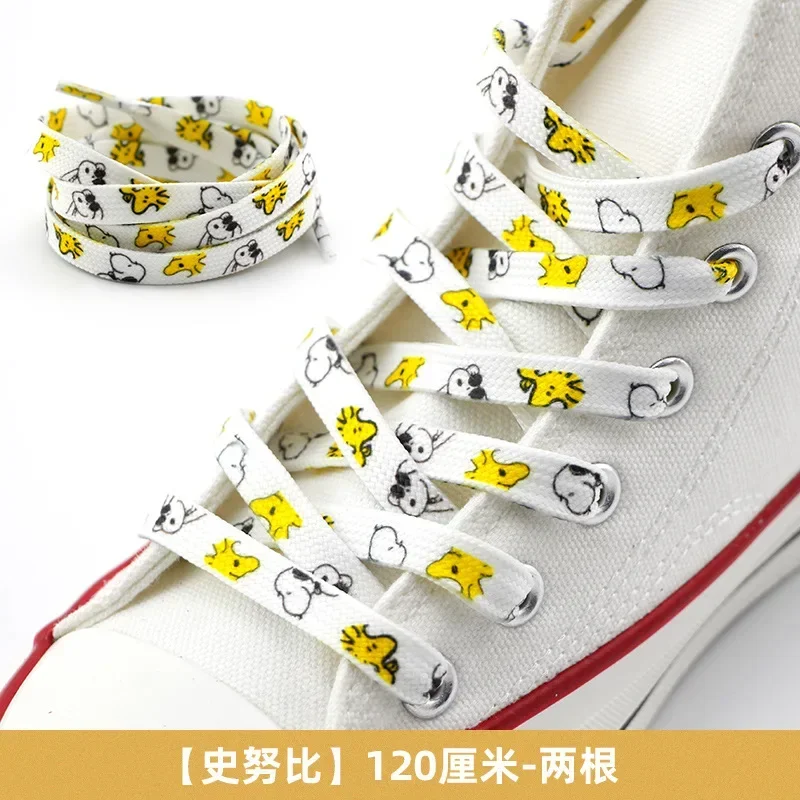 Kawaii Snoopy Shoelaces Cute Cartoon Anime Printing Sneaker Shoestring Fashion Accessories Hightop Canvas Sports for Kids Gifts