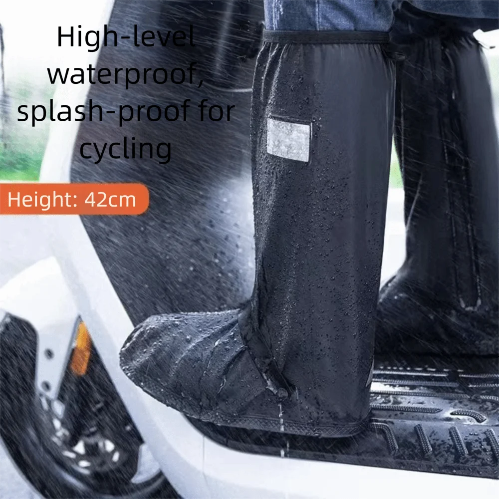 احذية المطر النسائية ذات الأنبوب العالي غطاء الحذاء السميك المتين غير القابل للانزلاق ومقاوم للاهتراء أغطية أحذية المطر لحماية المطر