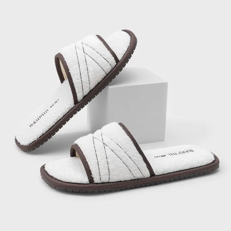 Comfortable Soft Couple Home Slippers Autumn Winter Warm Plush Cotton Slippers Fashion Sewing Design Non-slip Pantuflas Mujer