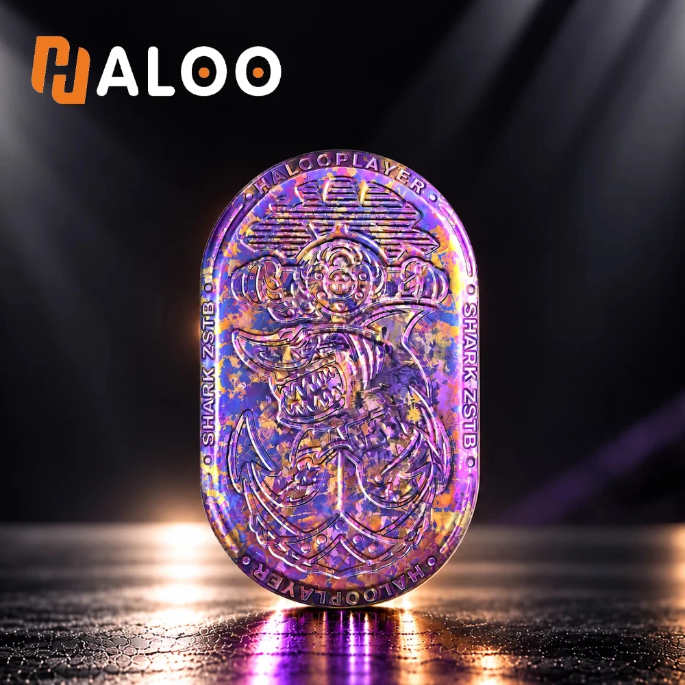 HALOOPLAYER SHARK Pro Ice Crystal Titanium Mechanical Fidget Slider Stress Relief Toy Rotates Left And Right 360° Push Slider