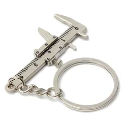 1 Stuk Nieuwe Draagbare Mini Metalen Liniaal Schuifmaat Heerser Sleutelhanger Beweegbare Schuifmaat Heerser Model Sleutelhanger