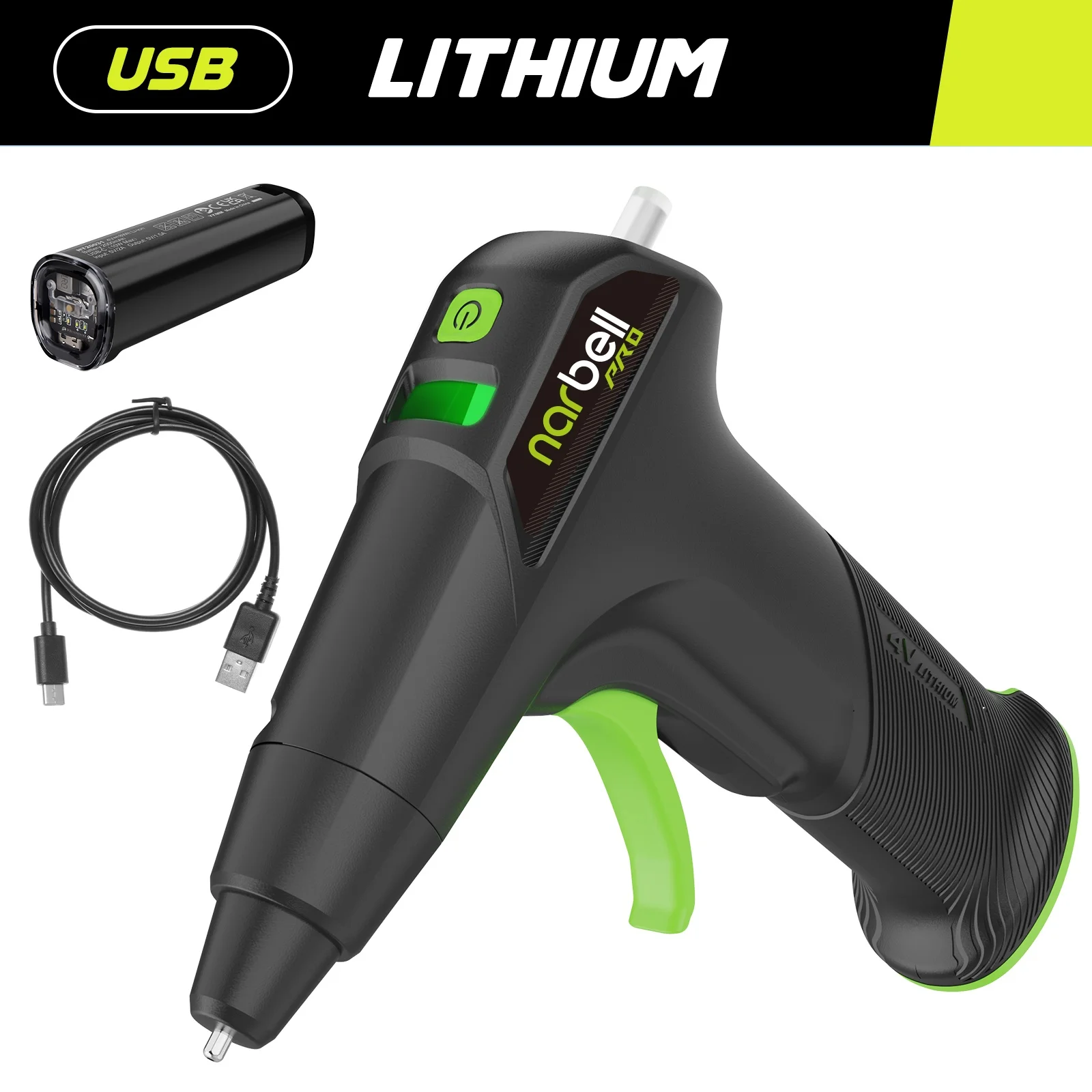 

Беспроводной пистолет для горячего клея с футляром для поделок, быстрый предварительный нагрев 12 секунд с перезаряжаемой встроенной батареей емкостью 2 Ач, пистолет для термоплавкого клея