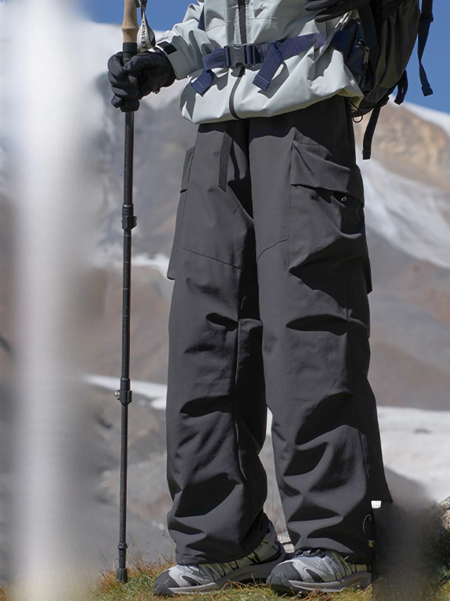 

PaulFrank Winter New Sle Bla Workwear down Pants Loose Wide Leg Long Trousers for Men Trendy Youth Casual Polyester Fiber