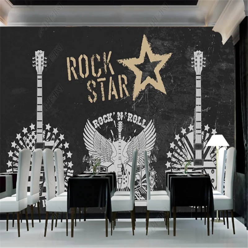 

Modern hand-painted Music Bar WallPapers Industrial Decoration Creative Cultural Background Wall Paper Mural papel de parede 3D