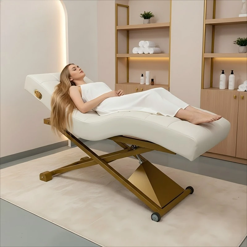 Adjustable Massage Table Memory Foam Stainless Steel Spa Massage Bed Curved Electric Lash Bed SPA Salon Furniture