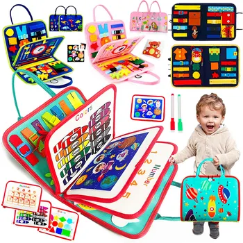 Toddlers Busy Board Montessori Toys Sensory Toy Preschool Learning Educational Travel Activities for Boys Fine Motor Skills