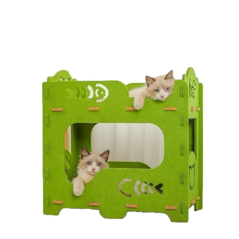 Felt cat bed, felt pet supplies, multi-functional washable felt cat bed, cross-border  cat bed with upper