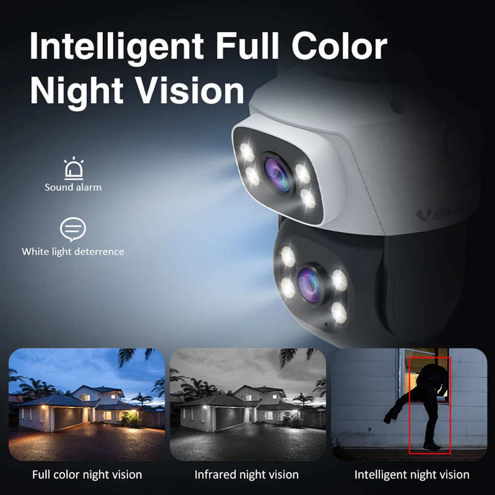 Vstarcam 5MP Dual Lens Dual Screen 5X Zoom PTZ WiFi Camera With Dual Light Modes AI Auto Tracking Outdoor Security CCTV Camera