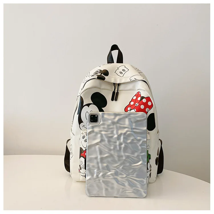 Disney Mickey PU Leather Backpack Classic Cartoon Laptop Bag Minnie Mouse Large Capacity School Bag for Women Fashion Tote Bag