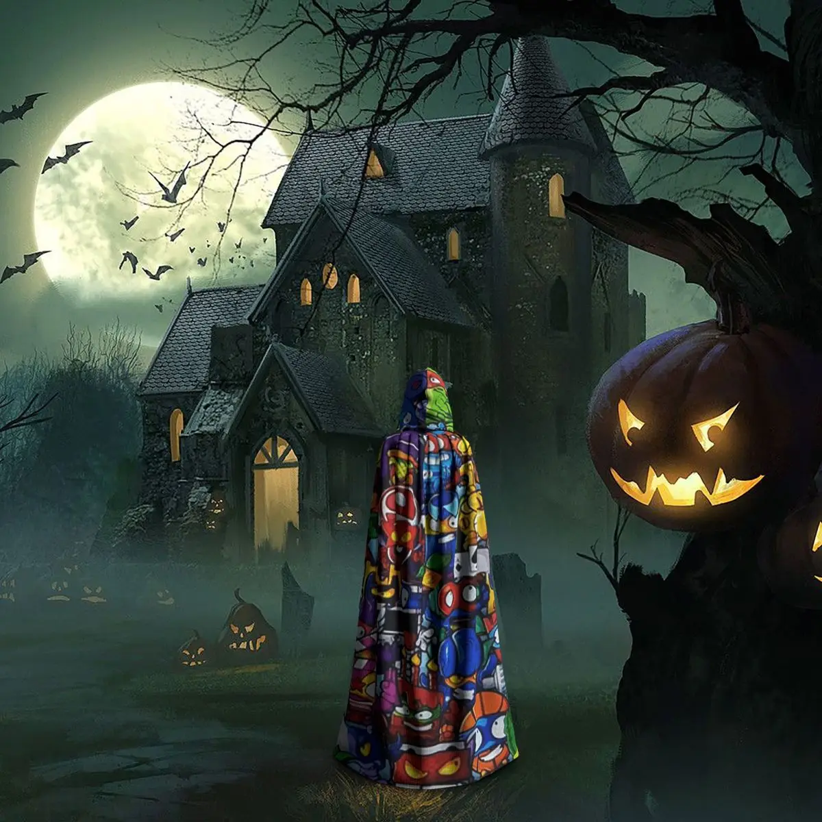 New Super Zings Cartoon Game Superzings Long Hooded Cloak Witch Medieval Costume Cosplay Cape HalloweenParty Adult Unisex - view 6