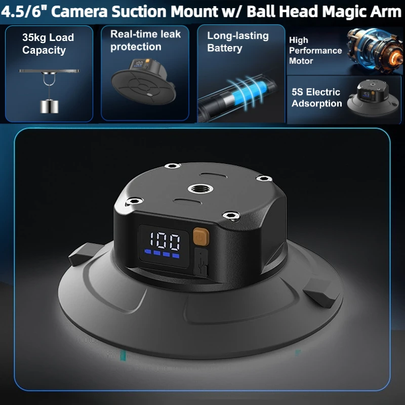 

4,5/6 дюймов автомобильное электрическое крепление на присоске с шаровой головкой Magic Arm, стабилизающая встряхивания удлинительная база для телефона с камерой