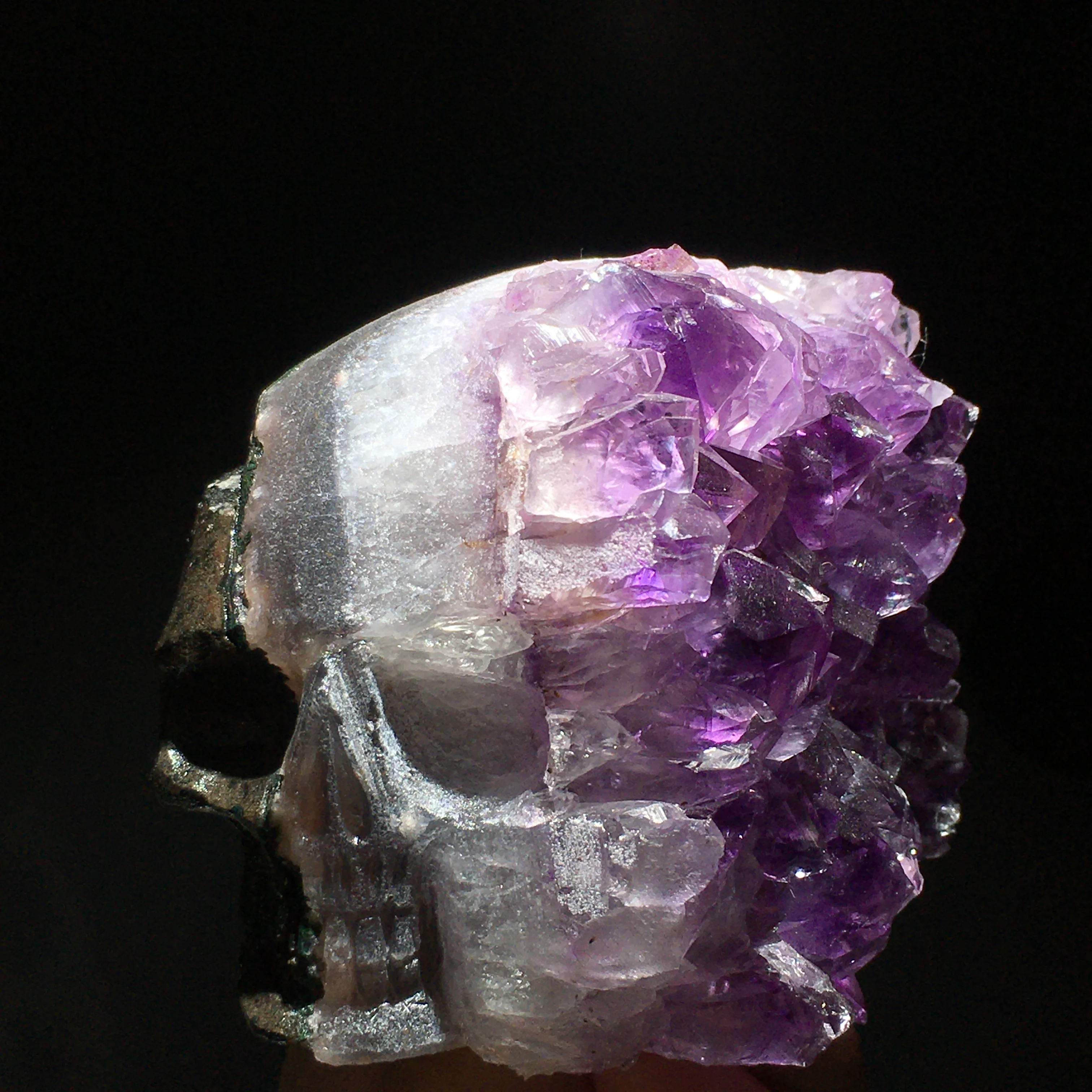 Crystal Natural Amethyst Cluster Skull Carved Healing Living Minerals Gemstone Minerals Room Decoration Indie Home Aquarium