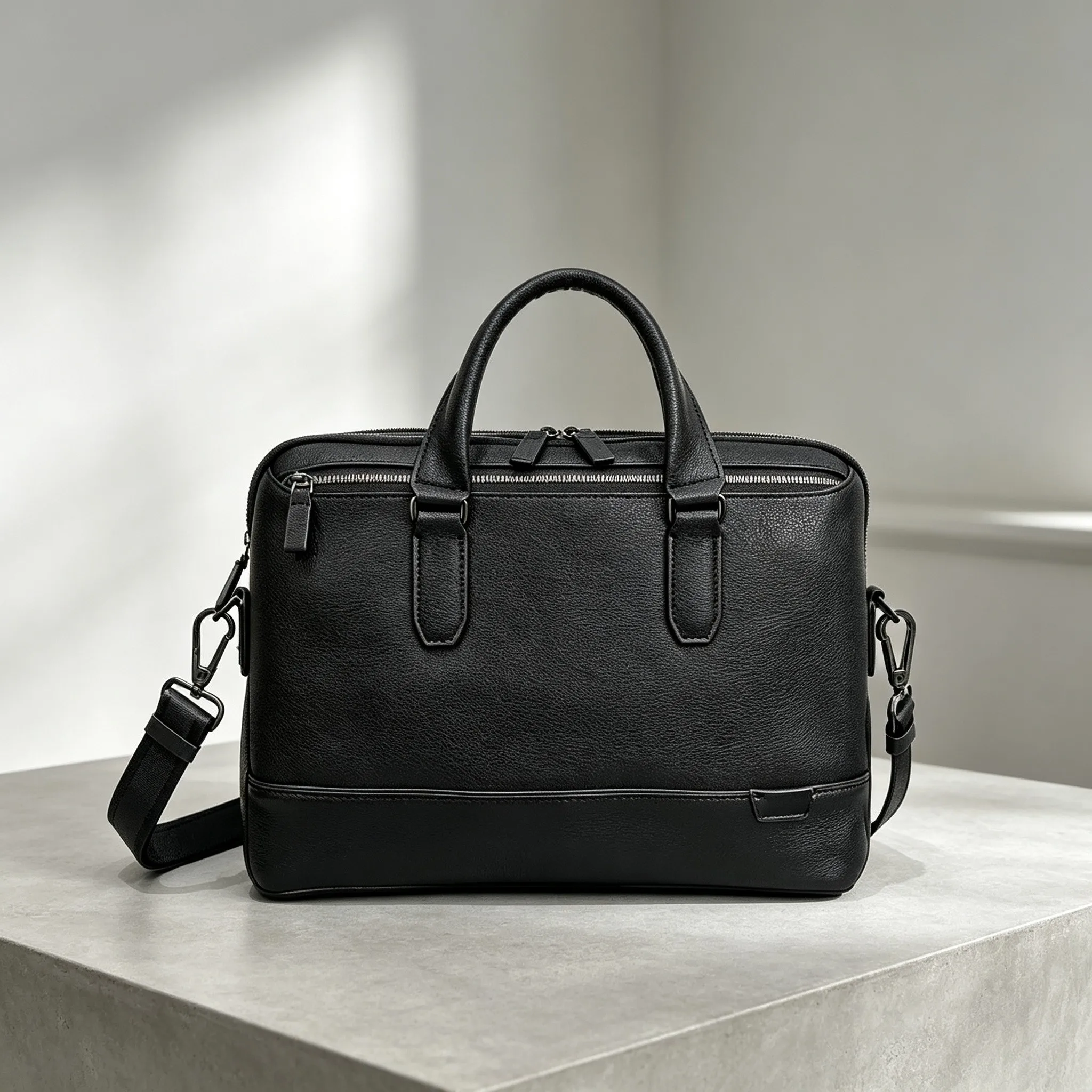 Minimalist Solid Color Men Slim Laptop Handbag, Business Briefcase for Work & Daily Commute