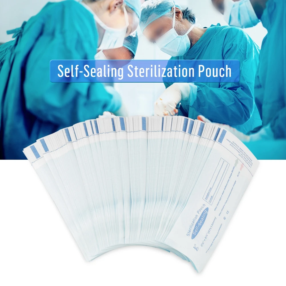 200 Pcs PVC Dental Sterilization Pouch Self-sealing Bag Strong Medical Grade Sterilization Multiple Specifications Dental Tools