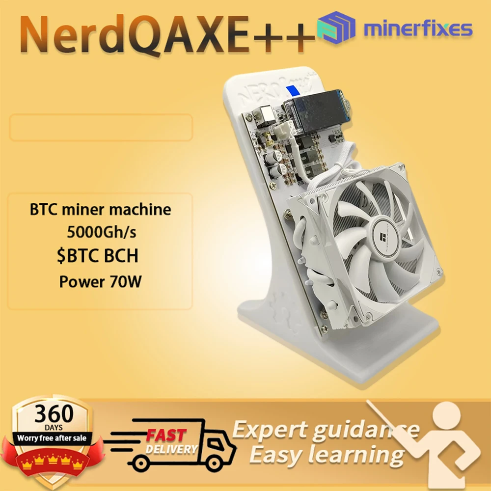 

w Bitaxe NerdQaxe++ 4,8TH/s Bitcoins Miner 4 шт. BM1370 Asic Chip Solo BTC 68 Вт 2,4G Wi-Fi Btc Mining Machine с открытым исходным кодом
