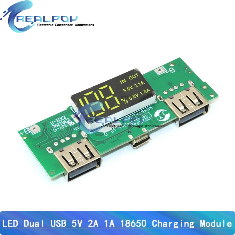 Lithium Battery Charger Board LED Dual USB 5V 2.4A Micro/Type-C USB Mobile Power Bank 18650 Charging Module Circuit Protection