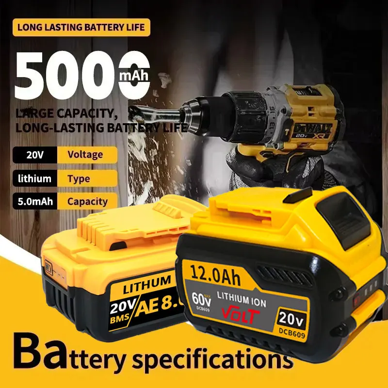 Pro DeWalt baterie 20V 6000MAh 18650 lithiová baterie, elektrické nářadí DCB184 DCB200 dobíjecí sada elektrického nářadí 20V 6000mah - náhled 2