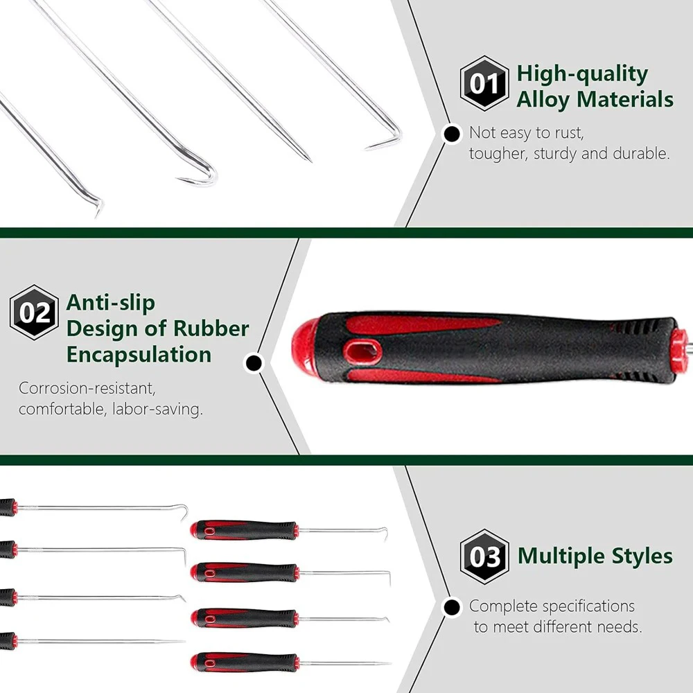 سيارة السيارات مركبة النفط ختم المفكات مجموعة O-حلقة ختم طوقا مجتذب مزيل اختيار السنانير أدوات ختم أدوات إصلاح 16 سنتيمتر 4 قطعة #2