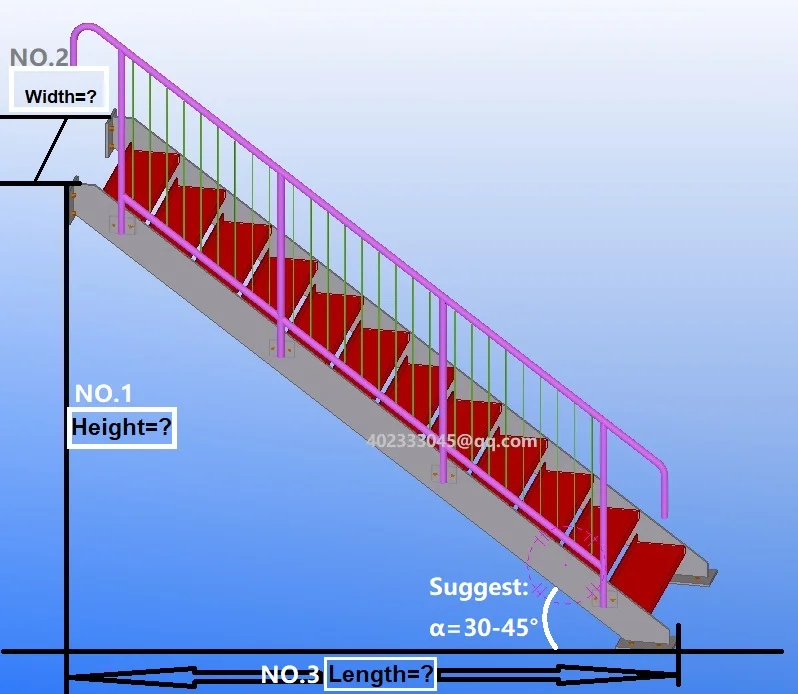 Outdoor metal safety exterior staircase design galvanized steel staircase