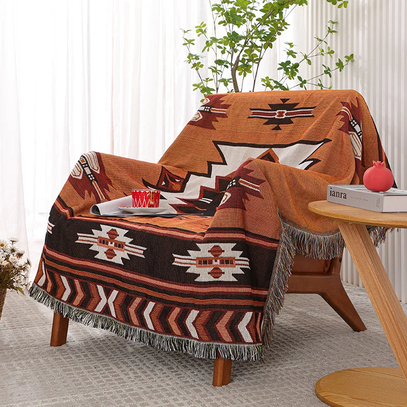 

Geometric Pattern Picnic Blanket Sofa Blanket Sand Towel Double-sided Camping Outdoor Blanket Hanging Scarf Decoration