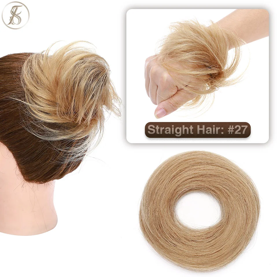 TESS 17g/23g Haar Brötchen Chignon 100% Menschliches Haar Lockiges Haar Elastische Donut Pferdeschwanz-haar Extensions Wrap natürliche Farbe Haarteil – Detail 14