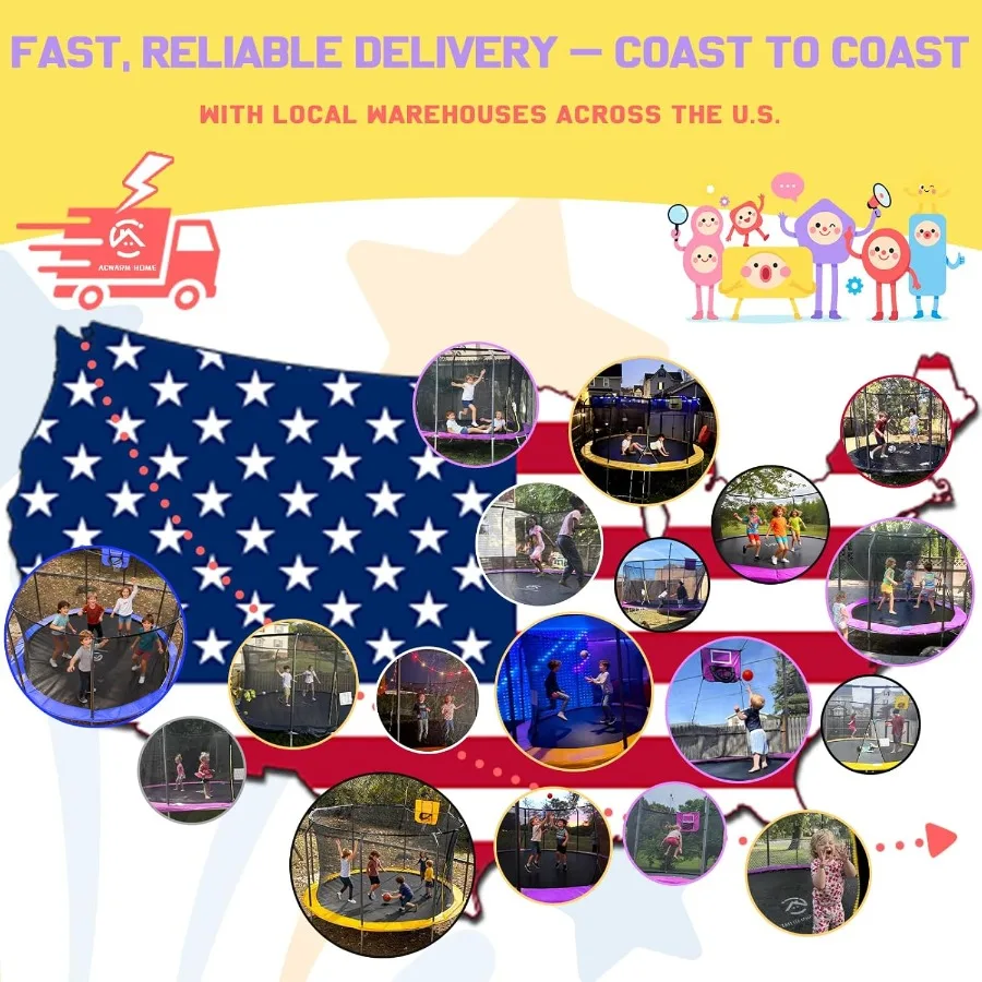 ترامبولين ترفيهي خارجي مع طوق كرة السلة وأضواء LED للبالغين متوفر في 8FT 10FT 12FT 14FT 15FT 16FT Si