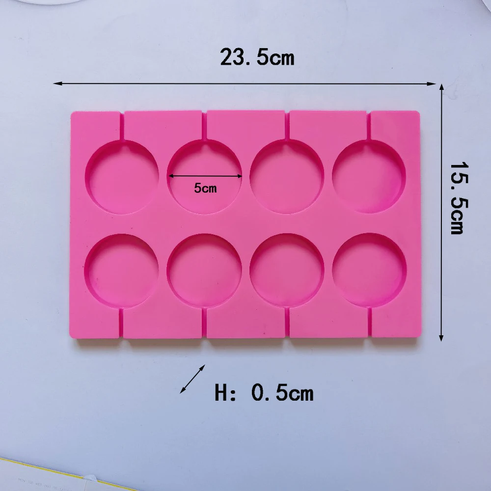 8-Cavity Round Silicone Lollipop Candy Mold Homemade Kids Cake Chocolate Cookies Mould Baking Pastry Decorating Tools