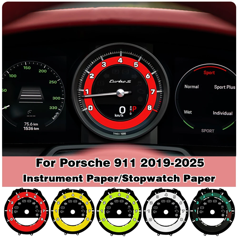

For Porsche 911 992 Car Dashboard Instrument Paper GT3 Speed Meter GT3RS Mileage Speedometer Overlay Dial Background Accessories