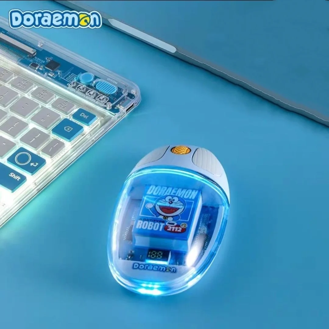 Doraemon Wireless Office Mouse Usb 2000Dpi Is Suitable for Laptops Transparent Wireless Bluetooth Connection Rechargeable Mice