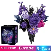 822PCS Romantic Flower Building Blocks Purple Bouquet Model Bricks Desktop Decoration Educational Toys For Kids Holiday Gifts