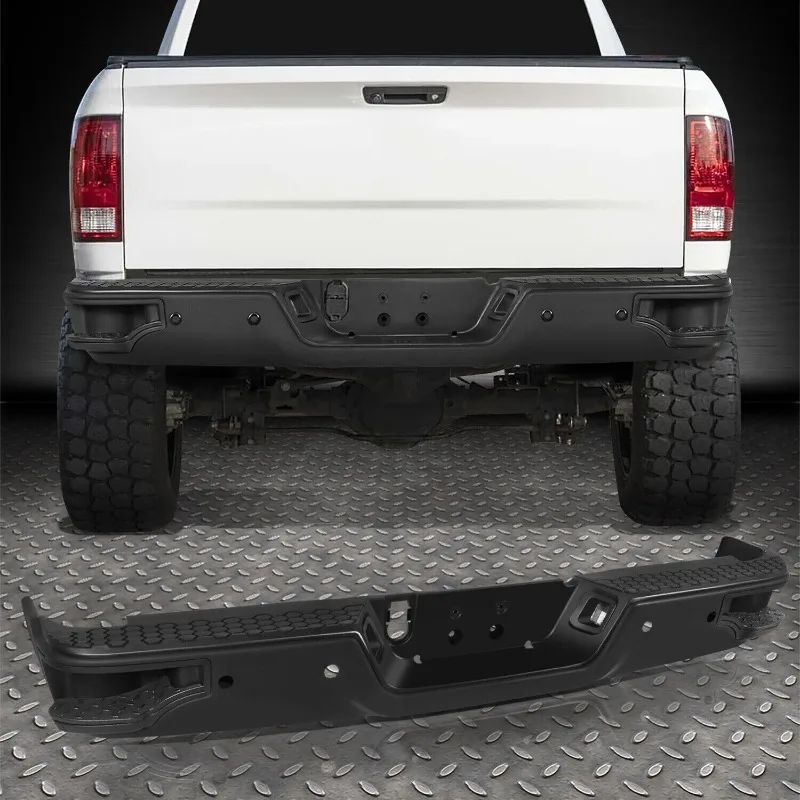 

US For 09-23 Dodge Ram 1500/Classic Black Steel Rear Bumper Assembly w/Sensor Holes