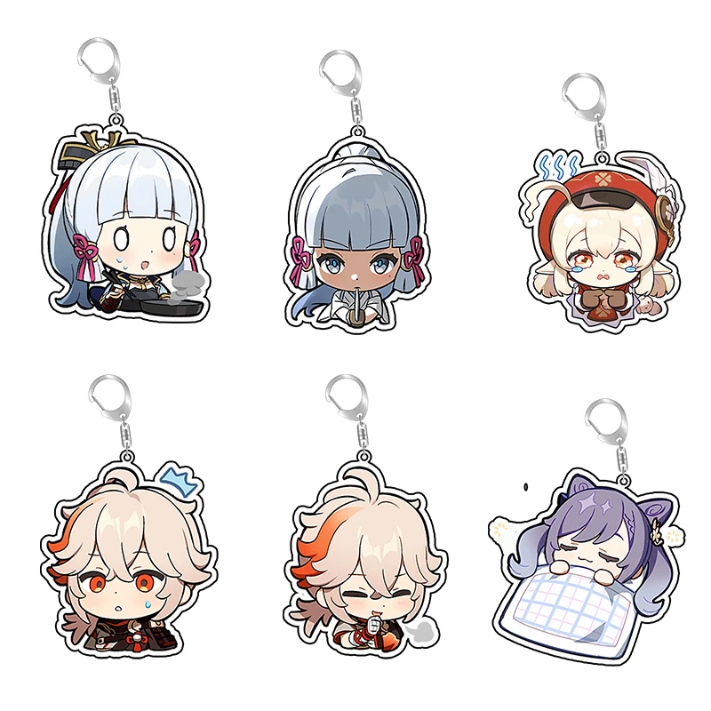 Genshin Impact Acrylic Key Chain Cute Anime Figurine Kamizato Ayaka Kawii Ayaka Figure Bag Pendant Klee Double Coated Keychains