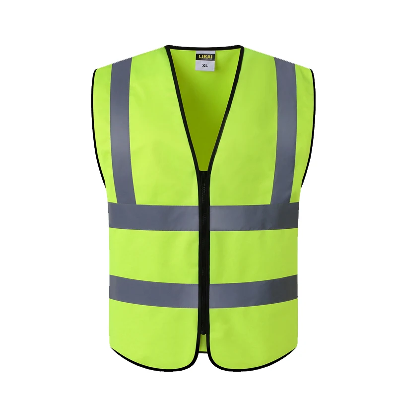 High Vis Safety Vest Fluorescent Yellow Gilet Construction Traffic Worker Workwear Logo Printing for Over 5 Pieces