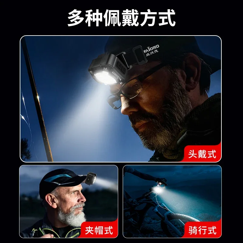 Fishing special induction headlight ultra long life clip-cap lamp headtorch diving riding light