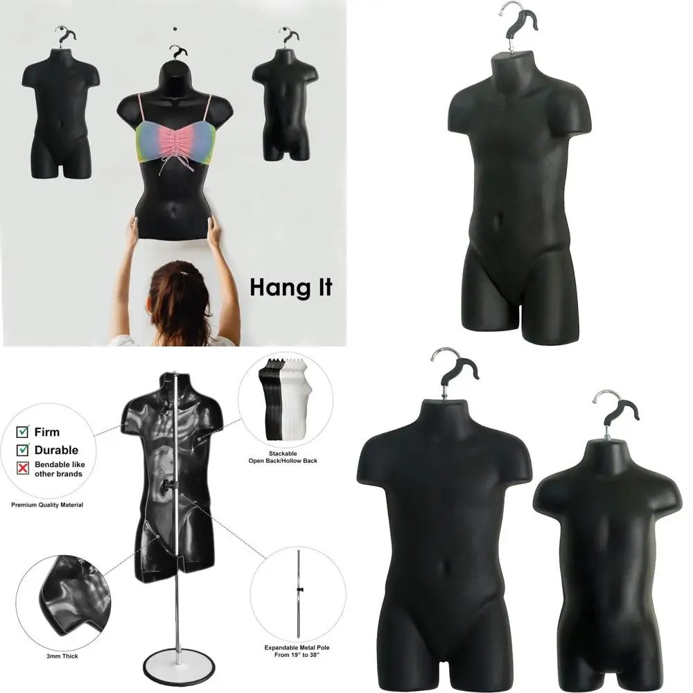 

Набор манекенов с полой спинкой для чернокожих детей и малышей, с металлической подставкой, стойкой и крючками, простая сборка, размеры 18МО-3Т и 5Т-7