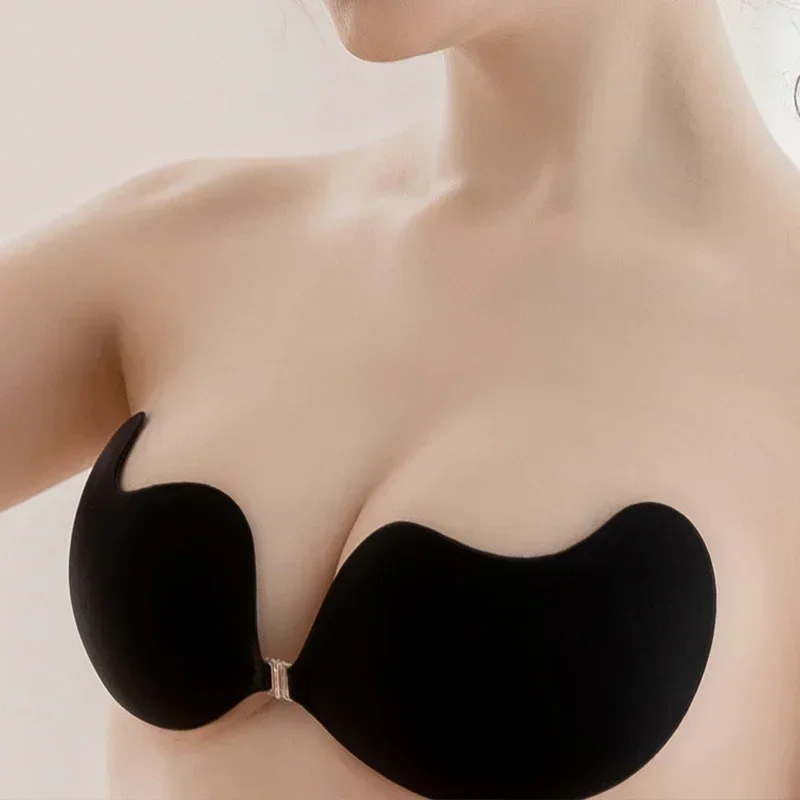 2024 Women Invisible Push Up Bra Backless Strapless Bra Seamless Front Closure Bralette Underwear Self-Adhesive Silicone Sticky