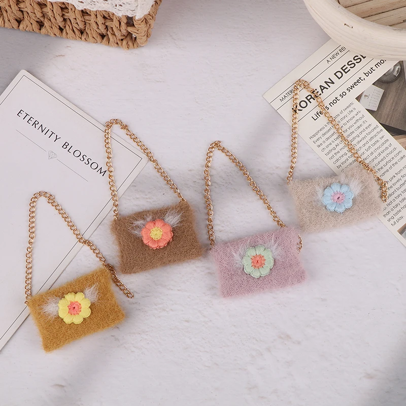 1/6 Doll Simulation Knitting Shoulder Bag Crossbody Bag Doll Mini Bags Kawaii Plush Dolls Clothes Accessories