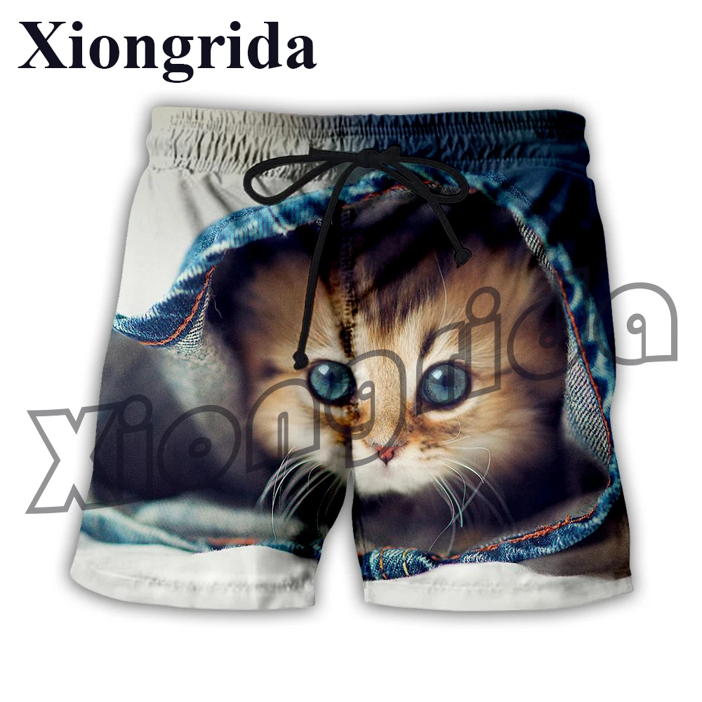 

Cute Cats Print Shorts Harajuku Beach Short Pants Simple Style 3D Kawaii Animals Printed Shorts Men's Short Trunk Tracksuit