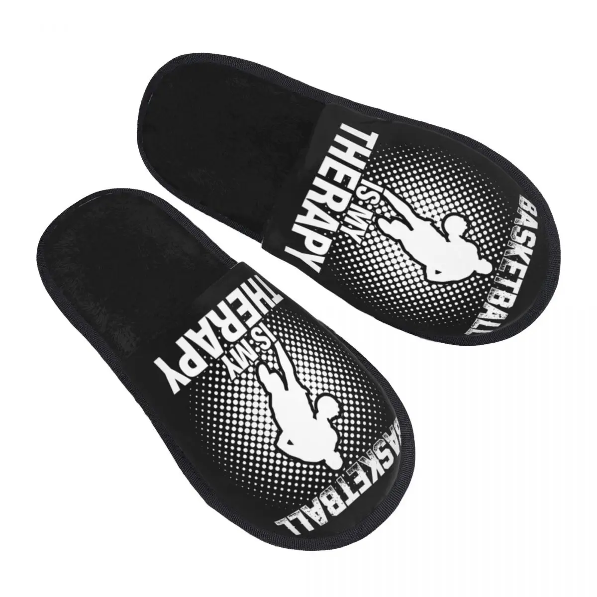 Custom Print Women Basketball Is My Therapy House Slippers Cozy Warm Sports Lover Memory Foam Fluffy Slipper Indoor Shoes