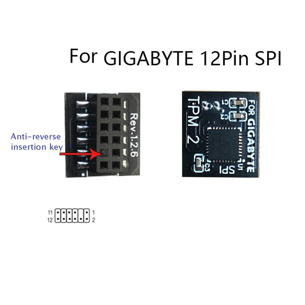 TPM 2.0 Encryption Security Module Remote Card 12 Pin SPI TPM2.0 Security Module for Gigabyte Motherboard