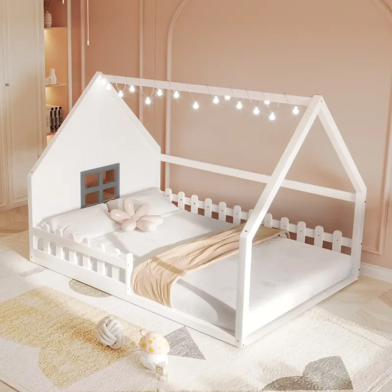 White house shape childlike bedroom bed