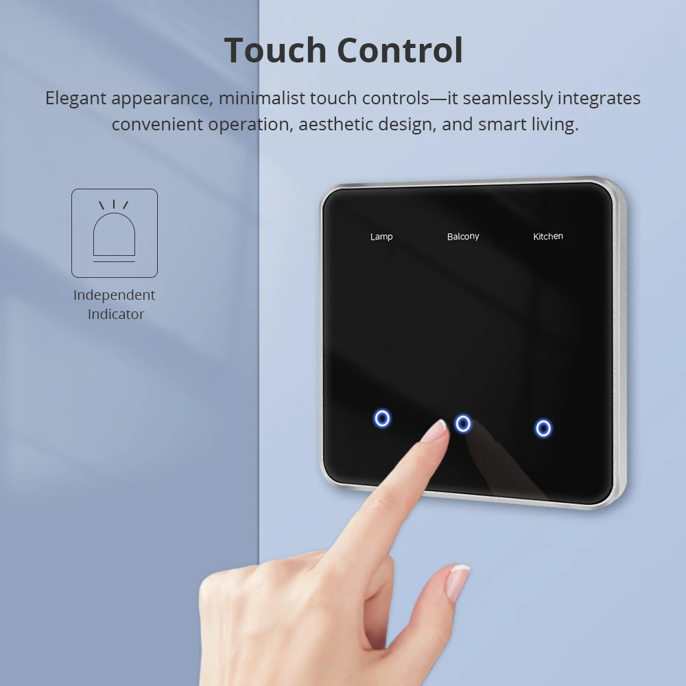 

Zemismart Zigbee DIY Name Switch EU All Black Touch Panel Smart Display Screen Light Switch Work with Tuya Smart Life App