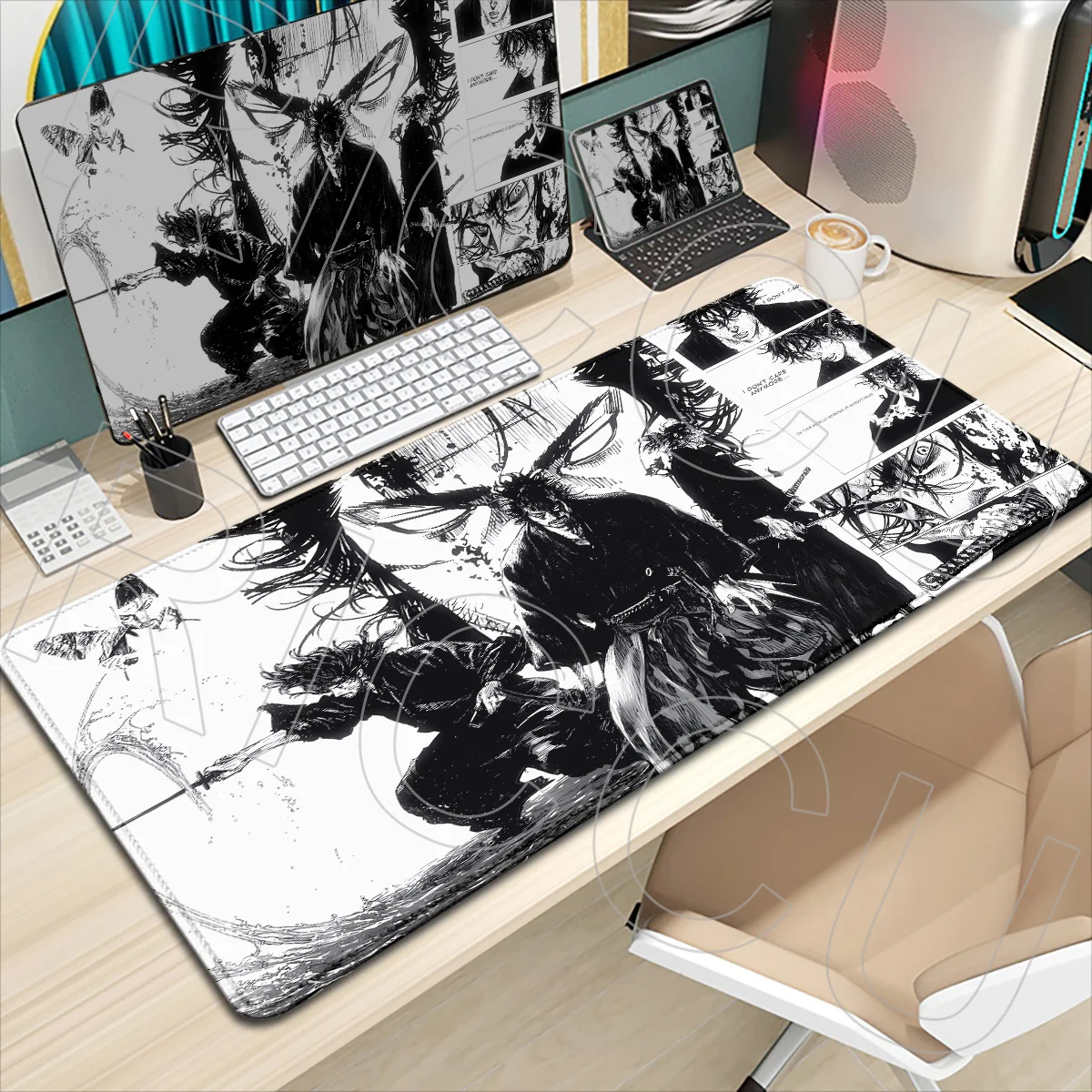 

HD print XXL Japan Samurai Miyamoto Musashi Mouse Pad Rug Vagabond Manga Keyboard Anime Gaming PC Accessories Carpet Desk Mat