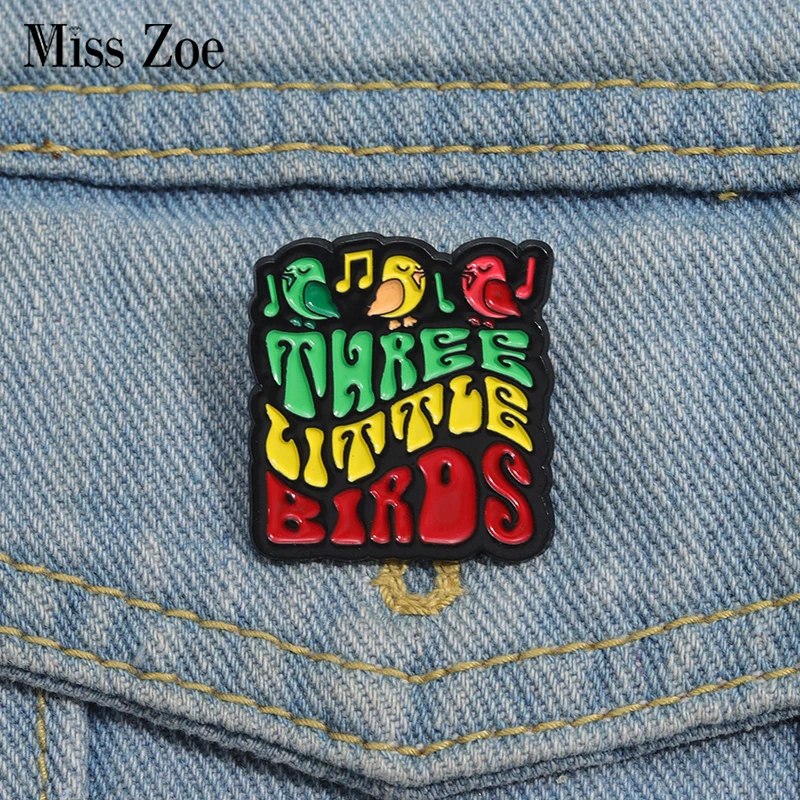 THREE LITTLE BIRDS Enamel Pins Custom The Nightingale Sings Brooches Lapel Badges Cartoon Animal Jewelry Gift for Kids Friends