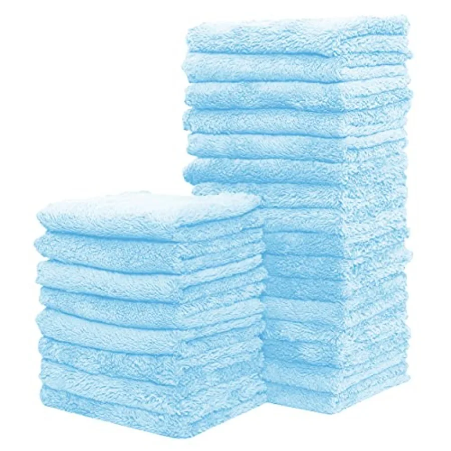 

24 Pack Kitchen Dishcloths - Does Not Shed Fluff - Reusable Dish Towels, Dish cloths, Super Absorbent Coral Fleece Cleang Cloth