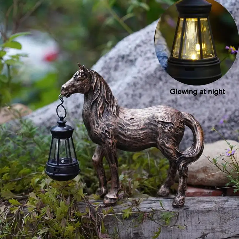 

horse Garden Statue Solar Garden Statues Multipurpose Solar Patio Lights Outdoor Solar Decor Outdoor Animal Statues Decor